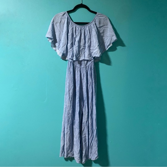 Elan S Solid Light Blue Off The Shoulder Jumpsuit - Picture 2 of 8